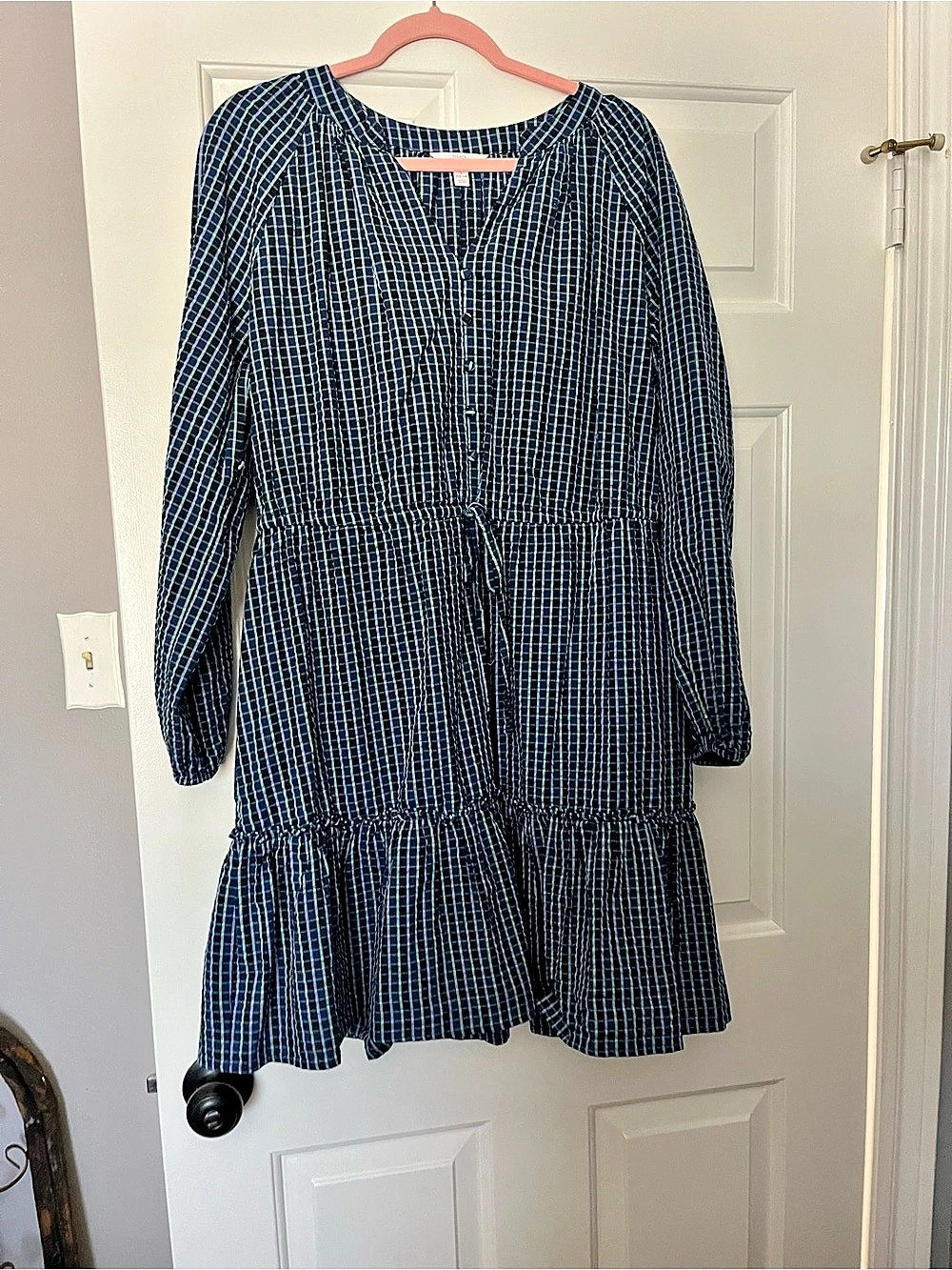 Time and Tru Blue & White Checkered Mini Dress